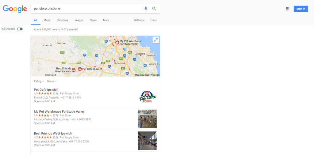 Google Local Listings Pet Store
