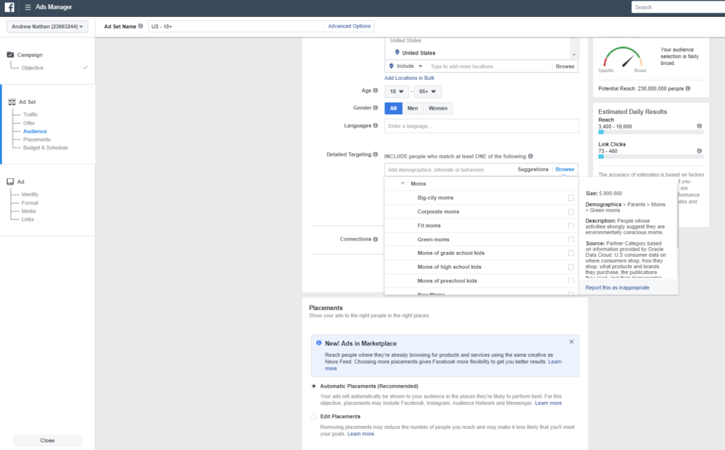 Partner Category Detailed Targeting Facebook