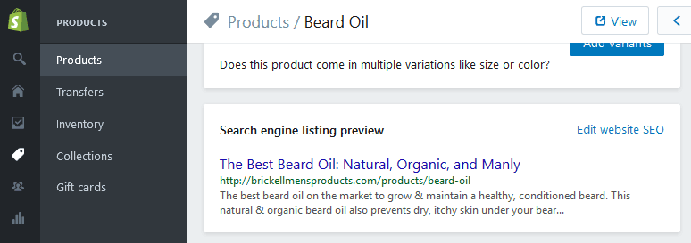 shopify product seo
