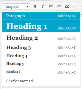 WordPress Headings