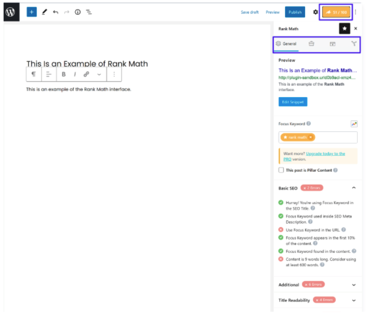 rankmath seo plugin analytics interface screen